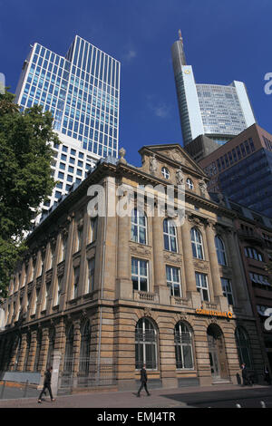 Germany, Hessen, Frankfurt am Main, Commerzbank, street scene, old and new architecture, Stock Photo
