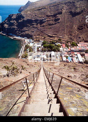 Jacobs Ladder steps looking down to Jamestown the capital of St Helena island in the south Atlantic ocean Stock Photo