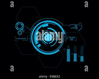 Futuristic blue virtual graphic touch user interface HUD Stock Vector