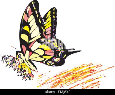 Colorful hippy butterfly sitting on the flower Stock Vector
