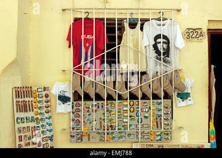 Souvenirs for sale in small tourist shop Old Town Habana Vieja Havana Cuba Stock Photo