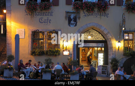 Germany, Bavaria, Rothenburg ob der Tauber, restaurant, people, Stock Photo