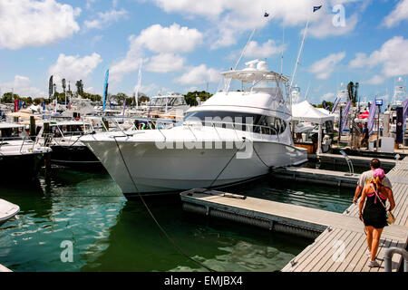 New boats on sale at the Suncoast boat show at the downtown waterfront Marina Jack in Sarasota Florida Stock Photo