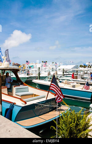 New boats on sale at the Suncoast boat show at the downtown waterfront Marina Jack in Sarasota Florida Stock Photo