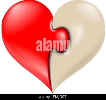 volume pair puzzle heart vector icon made of two pieces Stock Vector