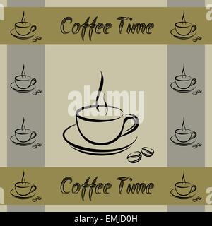 Coffee cup time seamless vector wallpaper pattern Stock Vector
