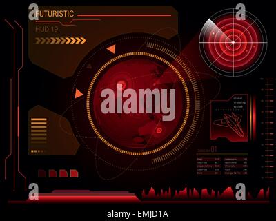 Futuristic red virtual graphic touch user interface HUD Stock Vector