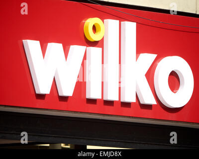 Wilko shop sign on outside wall UK Stock Photo