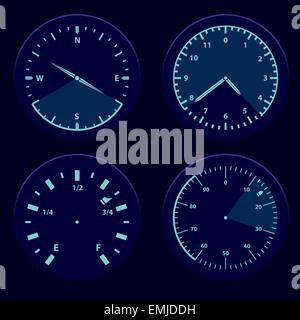 Futuristic blue gauge dashboard touch user interface HUD Stock Vector