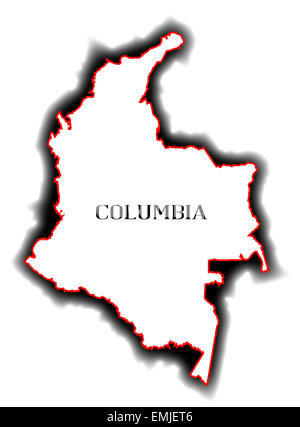 Outline blank map of the South American country of Columbia Stock Photo