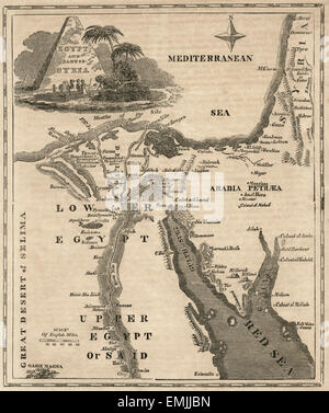 Egypt and Parts of Syria, Map, circa 1850 Stock Photo