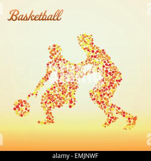 Abstract basketball player silhouette from dots dribbling Stock Vector