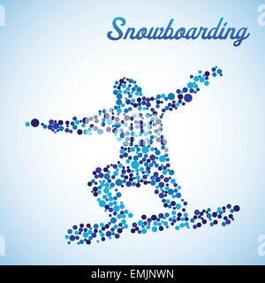 Abstract snowboarder silhouette from dots in jump Stock Vector
