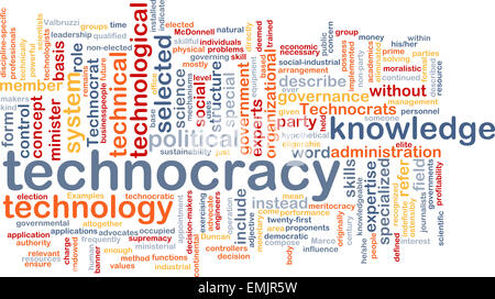 Background text pattern concept wordcloud illustration of technocracy Stock Photo