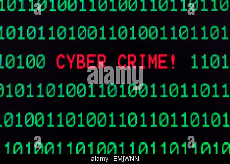 Cyber crime message on computer screen Stock Photo