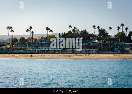 View of the beach from the wharf in Santa Cruz, California. Stock Photo