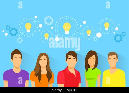 creative students team idea, diverse group of people icon avatar Stock Photo