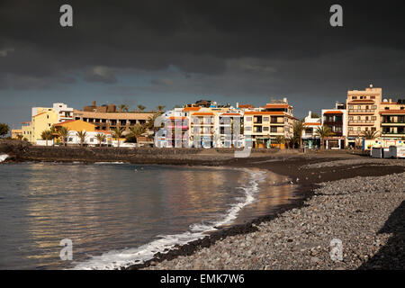 Black beach Playa de La Calera with La Playa, Valle Gran Rey, La Gomera, Canary Islands, Spain Stock Photo