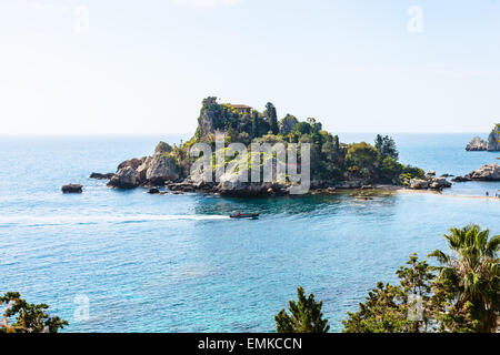 small island Isola Bella near Taormina town, Sicily in spring Stock Photo