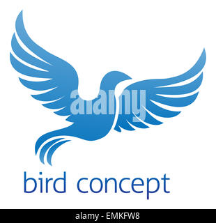 A flying blue bird or dove conceptual design Stock Photo
