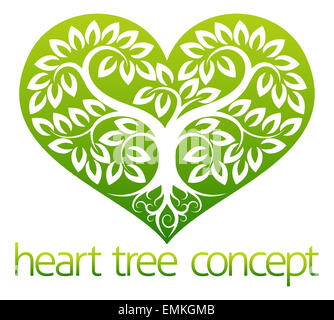 An abstract illustration of a tree growing into the shape of a heart symbol icon concept design Stock Photo