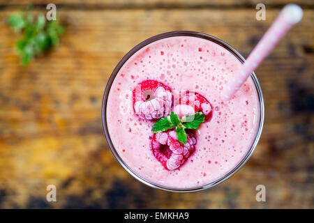 Raspberry milkshake Stock Photo