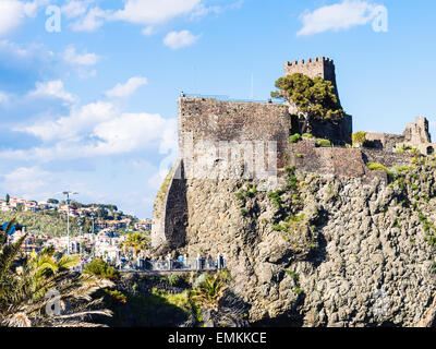 medieval Norman castle in Aci Castello village, Sicily, Italy Stock Photo