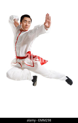 A young man in the practice Chinese Kung Fu Stock Photo