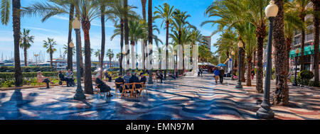 -Main Promenade in Alicante City- Spain. Stock Photo