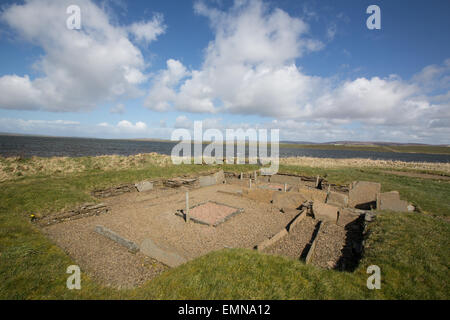 Barnhouse Neolithic settlement beside the Stones of Stenness, Orkney Stock Photo