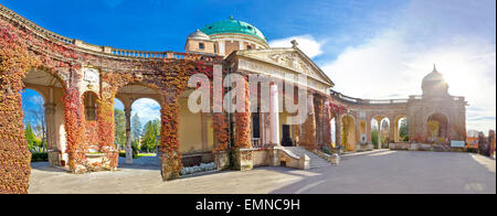 Mirogoj cemetery monumental arcades panorama, Zagreb, Croatia Stock Photo