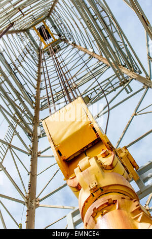 oil derrick and top drive for ocean drilling Stock Photo