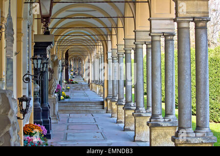 Monumental architecture of Mirogoj cemetery arcades in Zagreb, capital of Croatia Stock Photo