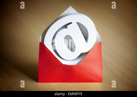 E-mail@ at symbol and envelope Stock Photo