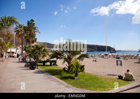 promenade and beach in Los Cristianos, Tenerife, Canary Islands, Spain, Europe Stock Photo