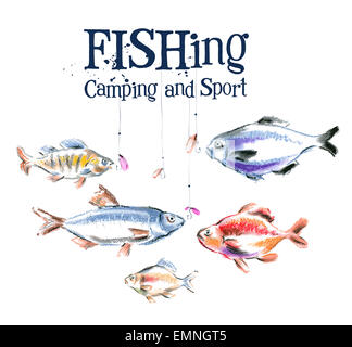 fish vector logo design template.  fishing or sport icon. Stock Photo