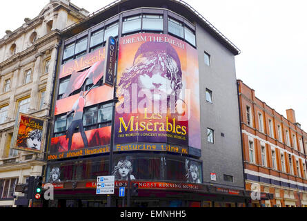 The Queens Theatre, Shaftesbury Avenue London West End, showing Les Miserables; London UK