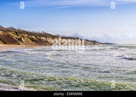 Coast at Ahrenshoop on the Baltic Sea in strong winds in the evening, Germany Stock Photo