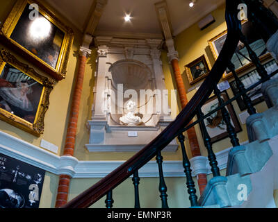 Interior view of Lyme Regis Museum containing a collection of fossils found on the Jurassic Coast in West Dorset England UK