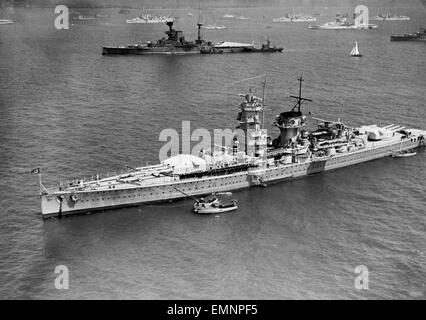 The German Pocket Battleship The Graf Spee seen here taking part in Coronation Fleet Review for King George VI Thursday May 20, 1937. Stock Photo