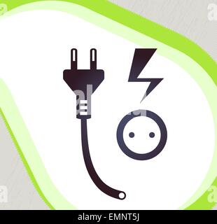 Plug and socket. Retro-style emblem, icon, pictogram Stock Vector