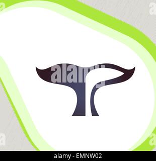 Whale's tail. Retro-style emblem, icon, pictogram Stock Vector