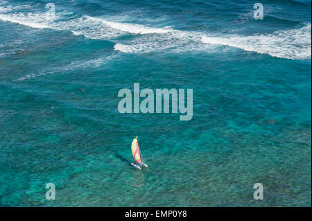 Aerial view of sailing in the coast of Bavaro, Punta Cana, Dominical Republic Stock Photo