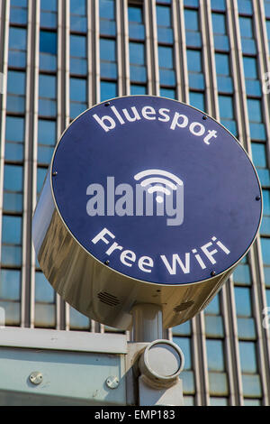 Internet connection in the city, for everyone, for free, to use with a mobile device, Düsseldorf, Germany Stock Photo
