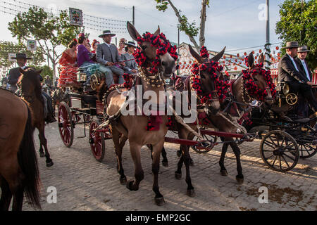 Seville, Andalucia, Spain. 22nd Apr, 2015. Typical chariot at the 'Feria de Abril' (April's Fair), Seville, Spain, 22 april, 2015. Credit:  Daniel González Acuña/Alamy Live News Stock Photo