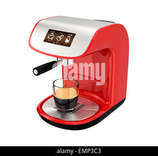 Stylish espresso coffee machine with touch screen isolated on white background Stock Photo