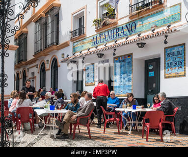 Outdoor Restaurant Eating Altamirano Restaurant  Marbella Spain Stock Photo