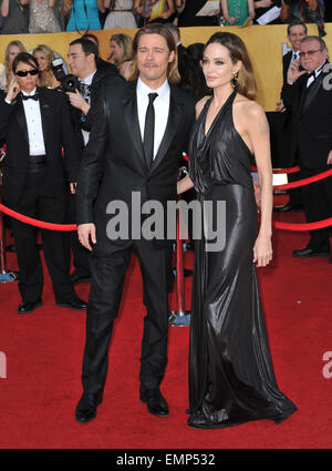 LOS ANGELES, CA - JANUARY 29, 2012: Brad Pitt & Angelina Jolie at the 17th Annual Screen Actors Guild Awards at the Shrine Auditorium, Los Angeles. January 29, 2012 Los Angeles, CA Stock Photo