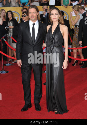 LOS ANGELES, CA - JANUARY 29, 2012: Brad Pitt & Angelina Jolie at the 17th Annual Screen Actors Guild Awards at the Shrine Auditorium, Los Angeles. January 29, 2012 Los Angeles, CA Stock Photo