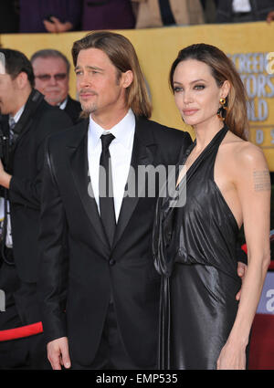 LOS ANGELES, CA - JANUARY 29, 2012: Brad Pitt & Angelina Jolie at the 17th Annual Screen Actors Guild Awards at the Shrine Auditorium, Los Angeles. January 29, 2012 Los Angeles, CA Stock Photo